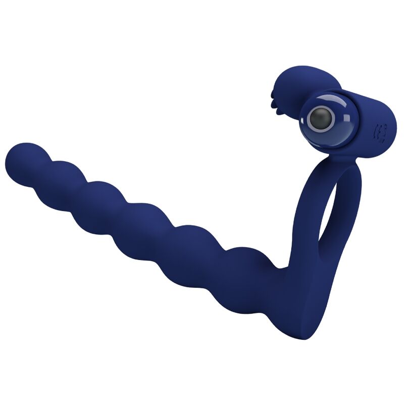 Pretty Love Ajmal anillo para el pene con plug anal, azul