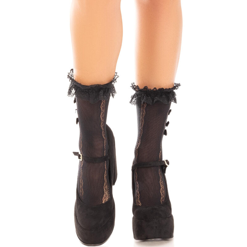 Calcetines tobilleros de nailon con encaje y detalle de corazón, talla única LEG AVENUE