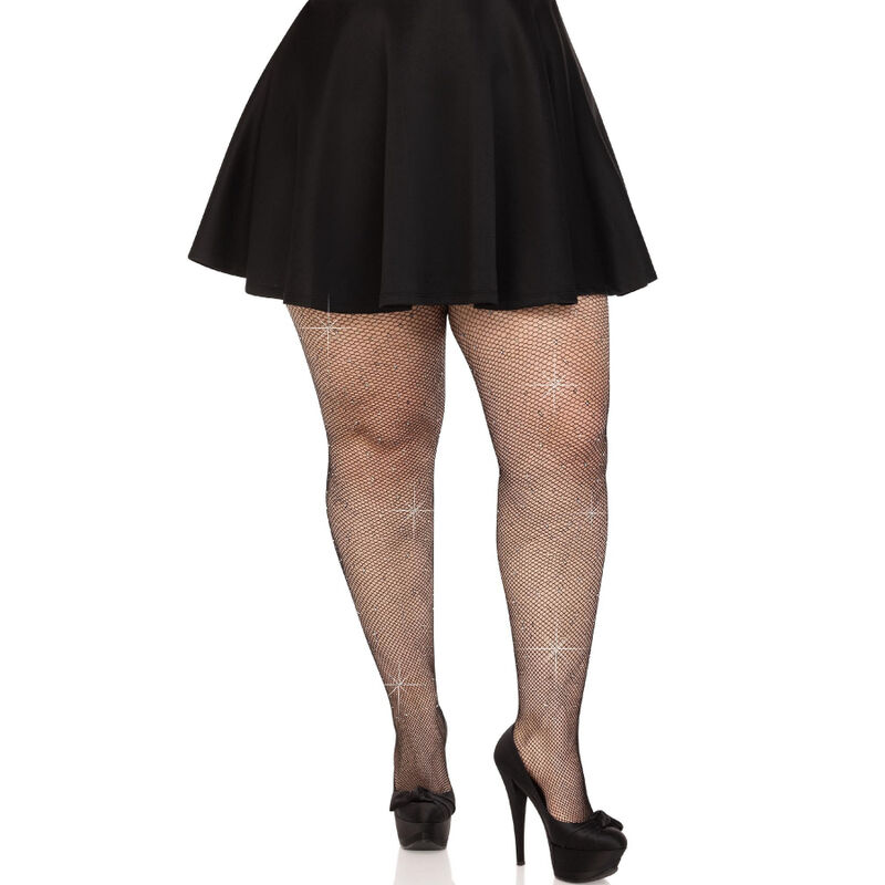 Medias de red Leg Avenue con strass en negro o caramelo