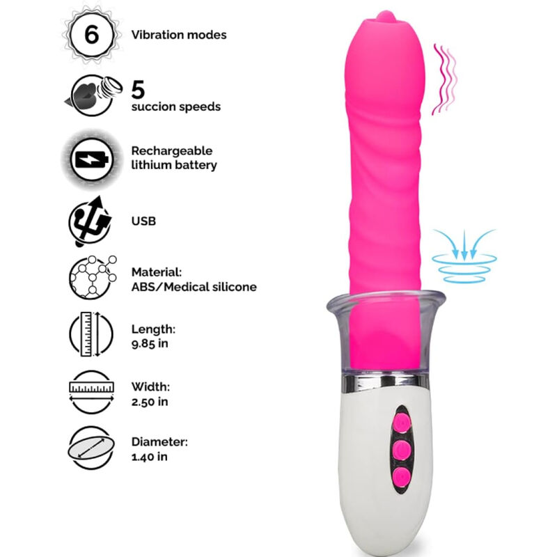 Succionador de clítoris con función de empuje y lengua para orgasmos intensos ARMONY