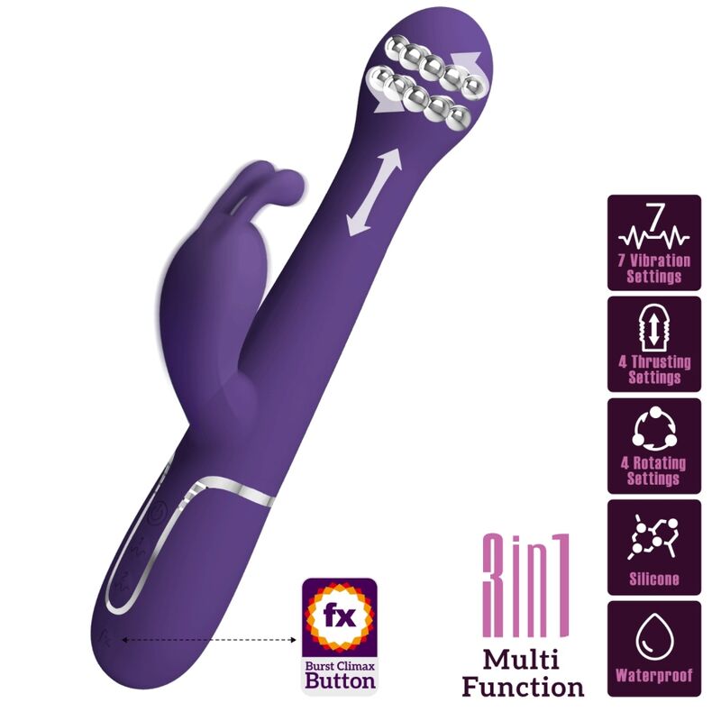 Vibrador rabbit Pretty Love Dejon con hilera de perlas móvil