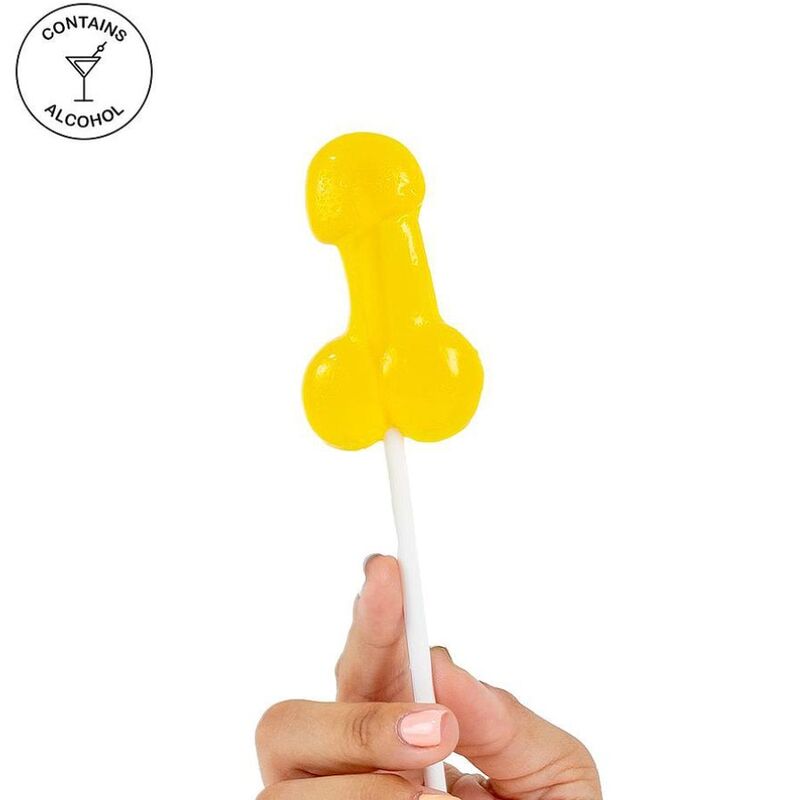 Piruleta SECRETPLAY de piña colada con alcohol, con forma de pene