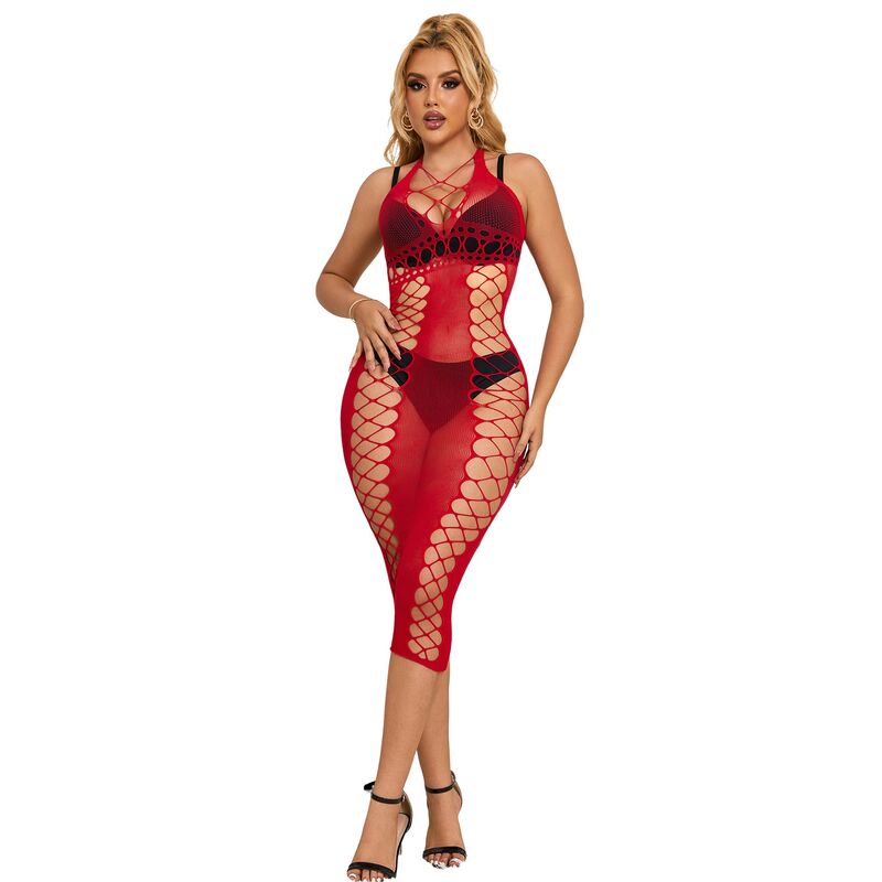 Vestido largo de rejilla rojo SUBBLIME, talla única