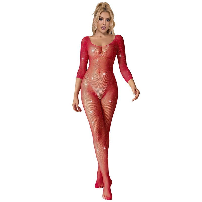 Bodystocking SUBBLIME de rejilla romboidal, rojo, XS/M