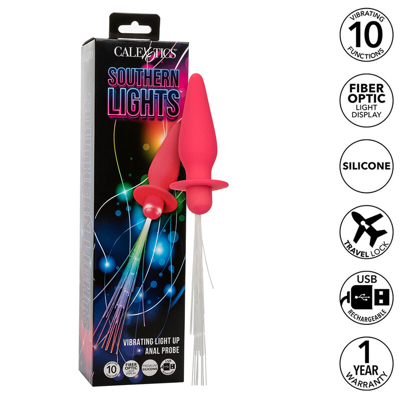Plug anal vibrador CalExotics Southern Lights con luces