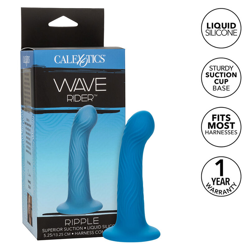 CalExotics Wave Rider Ripple, plug anal de silicona líquida azul