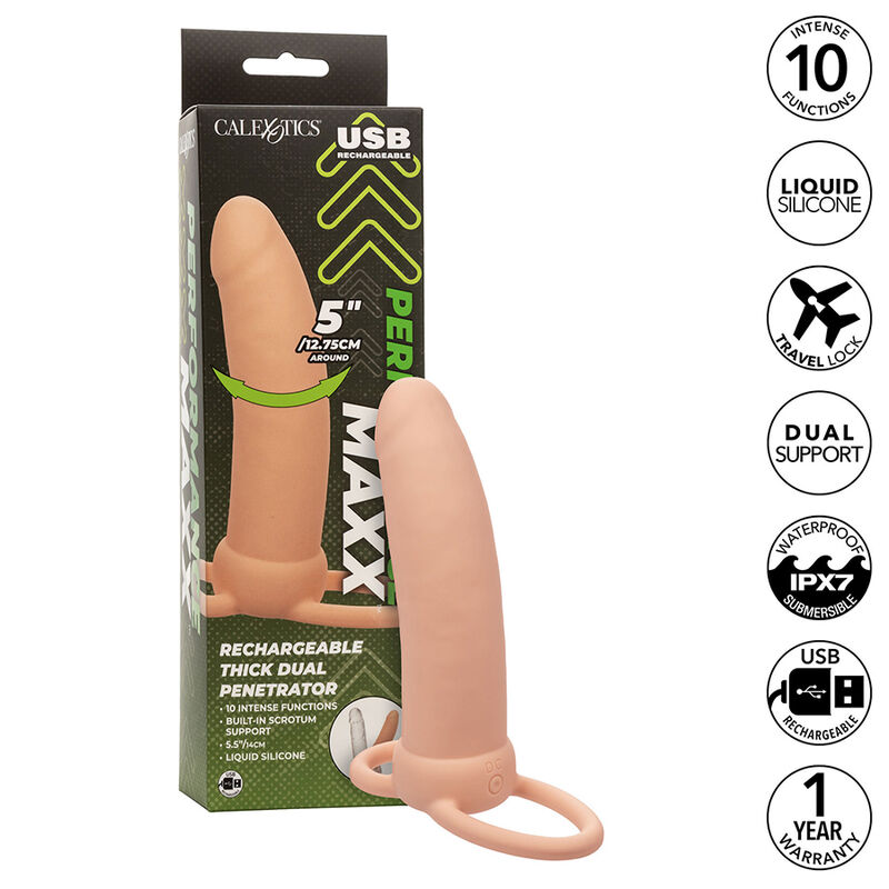 Penetrador doble CalExotics Maxx Thick con 10 funciones de vibración