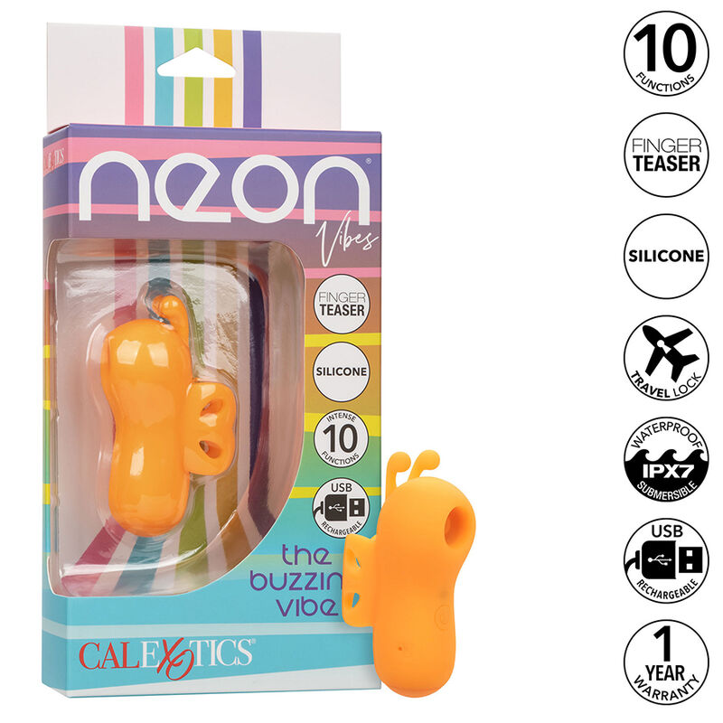 CalExotics Neon Vibes The Buzzing Vibe, vibrador para dedo naranja