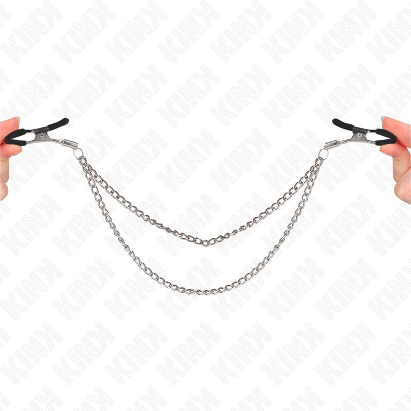 Pinzas para pezones KINK con dos cadenas, color plateado
