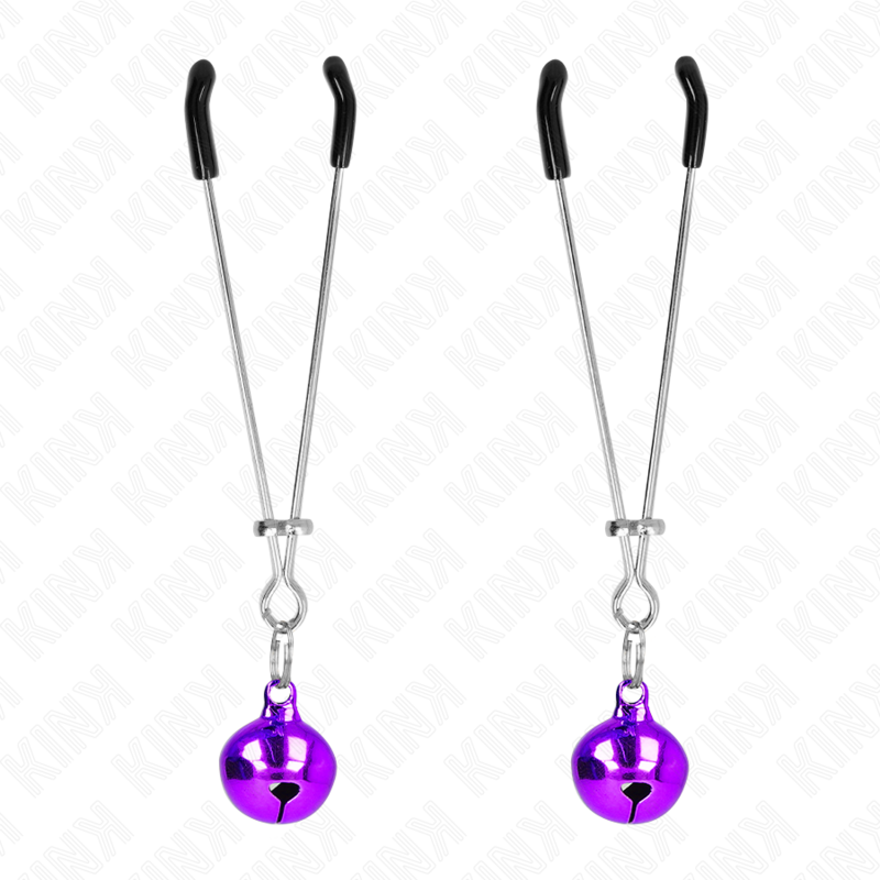 Pinzas para pezones KINK Thin Bell, moradas, 7 cm