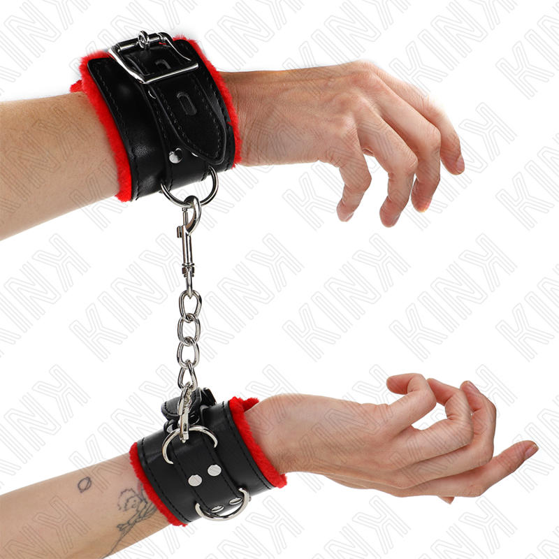 Muñequeras de sujeción KINK con aberturas cuadradas, rojas y negras