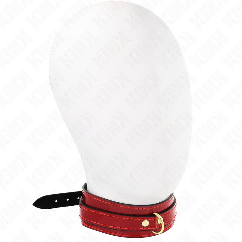 Collar BDSM KINK color burdeos con detalles dorados