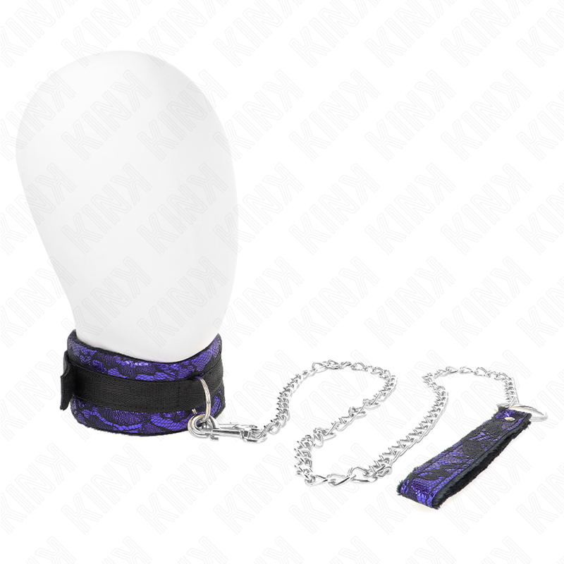 Collar BDSM KINK de terciopelo con encaje y correa