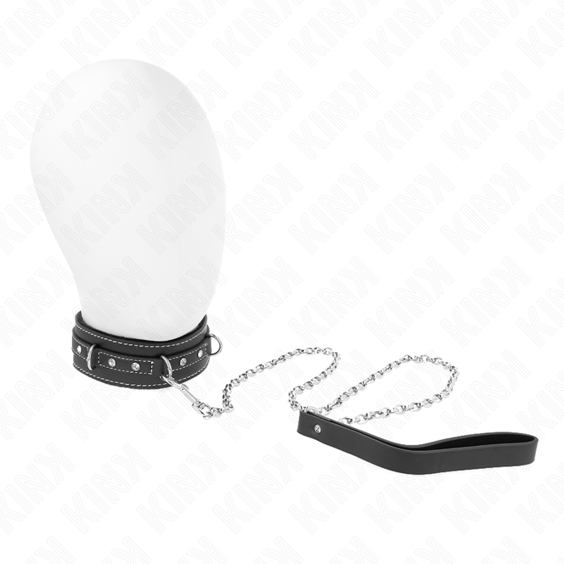 Collar BDSM KINK con correa, pedrería y tachuelas