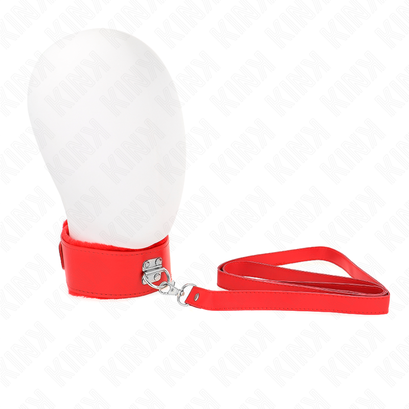 Collar BDSM KINK con correa y tachuelas plateadas, rojo
