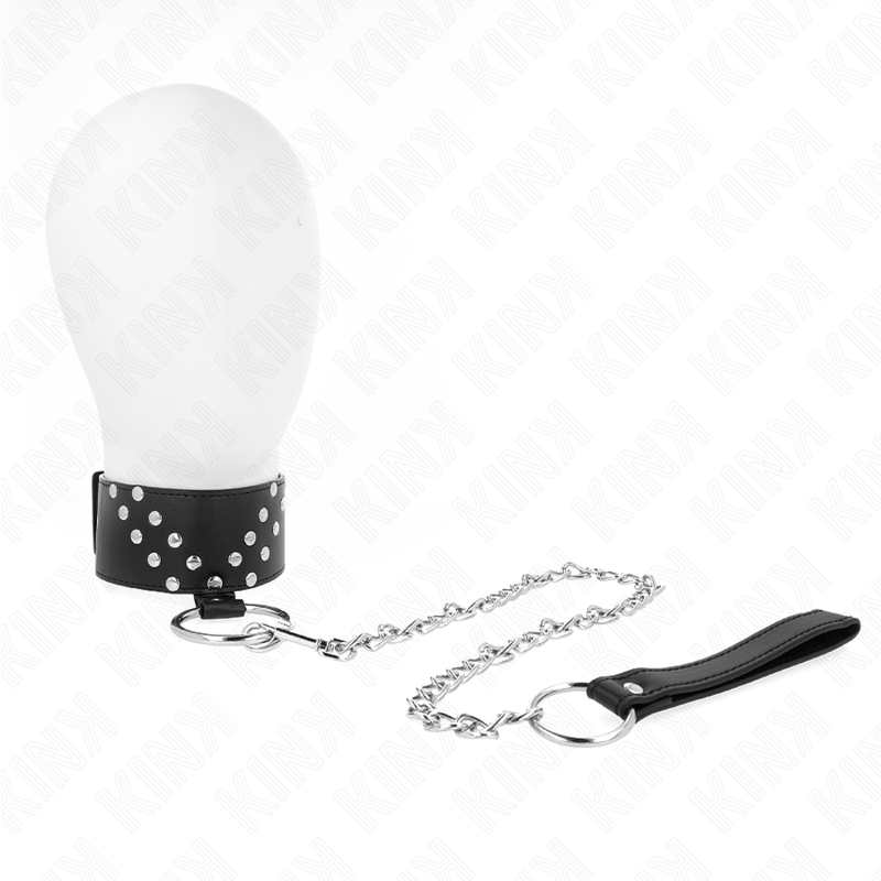 Collar BDSM KINK con remache en V y correa de 65 cm