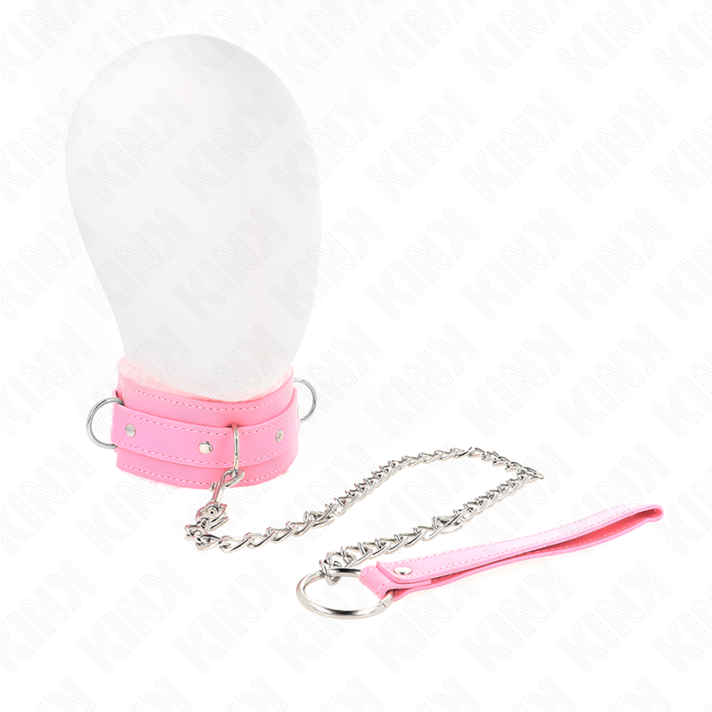 Collar BDSM KINK con correa, rosa, 36–42 cm