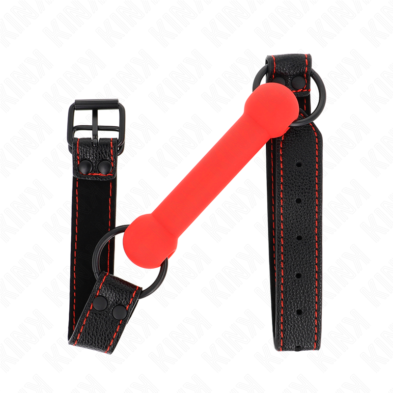 Mordaza KINK Bone con correa roja de polipiel