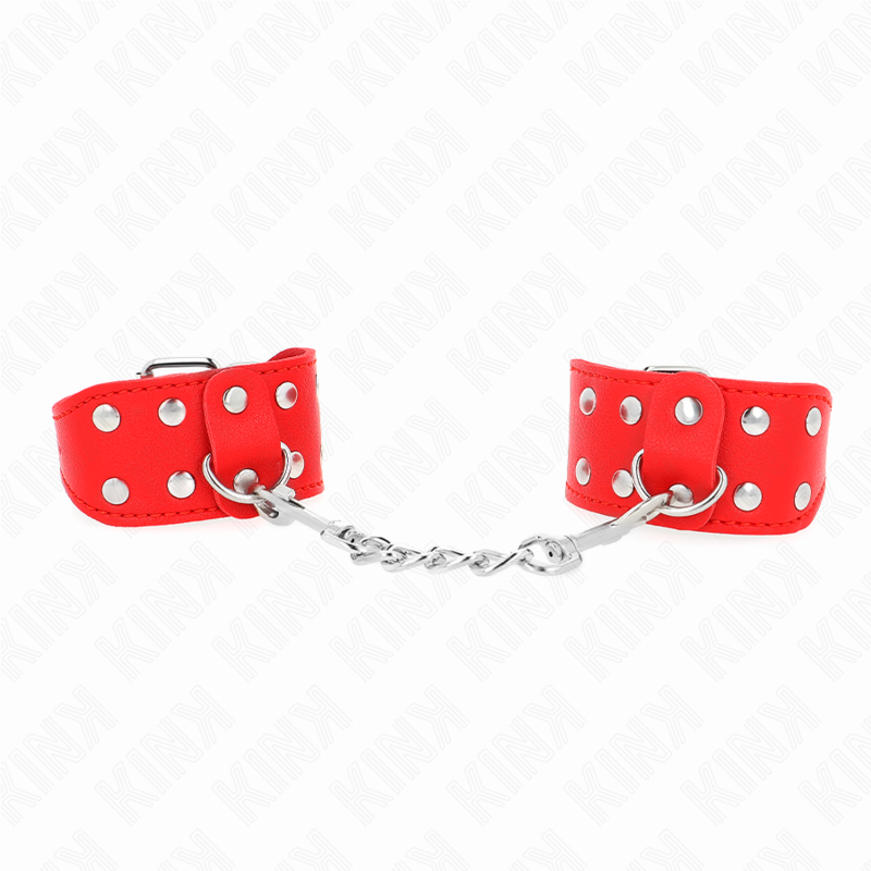 Muñequeras KINK rojas con doble fila de tachuelas ajustables