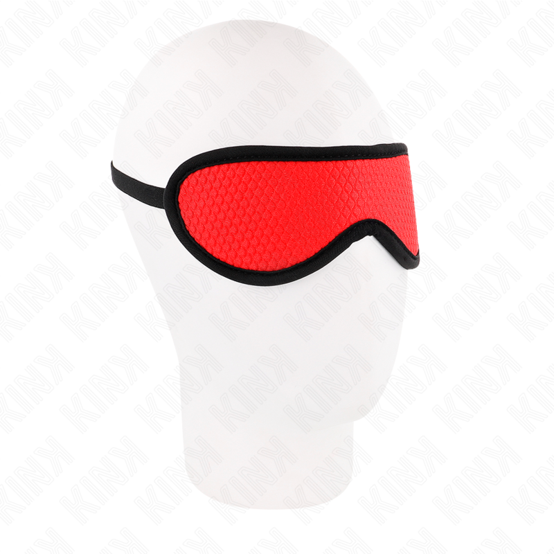 Antifaz KINK con textura de escamas y ribete rojo, 20 × 7 cm