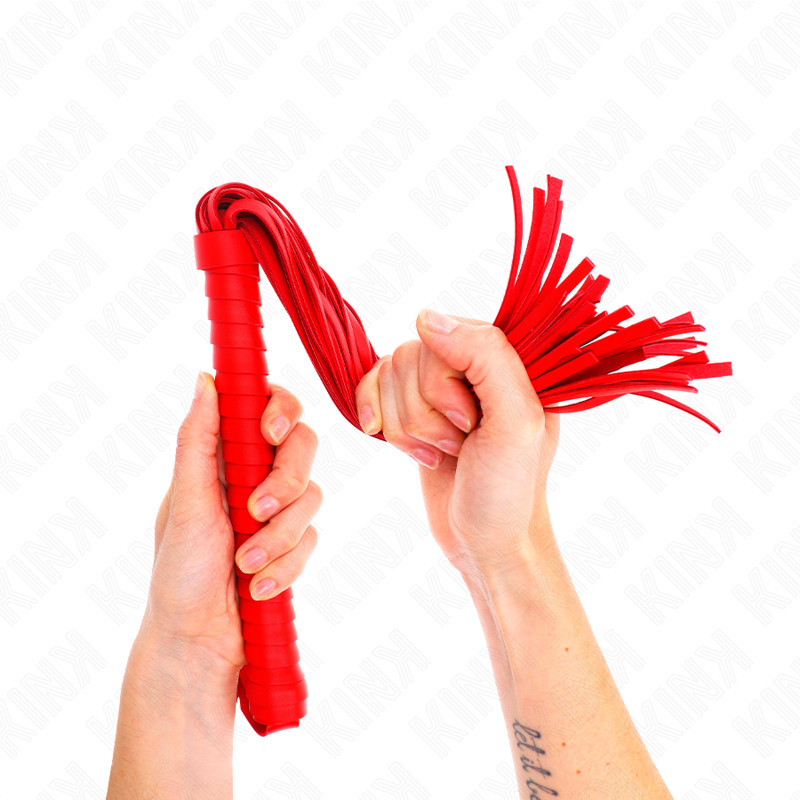 Látigo KINK con mango rojo texturizado, 48,5 cm