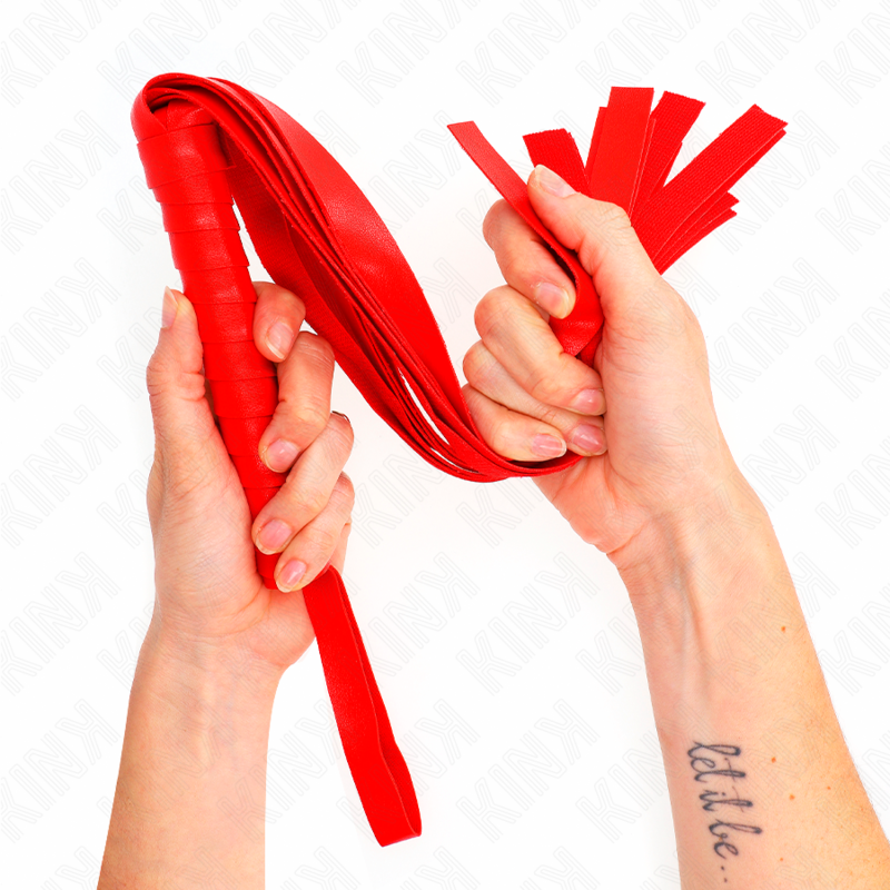 Látigo KINK rojo con extremos anchos, 48,5 cm
