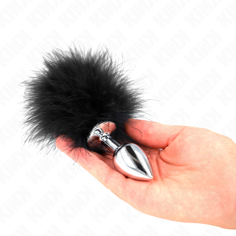 Plug anal KINK de acero inoxidable con pluma, 11 × 7 cm