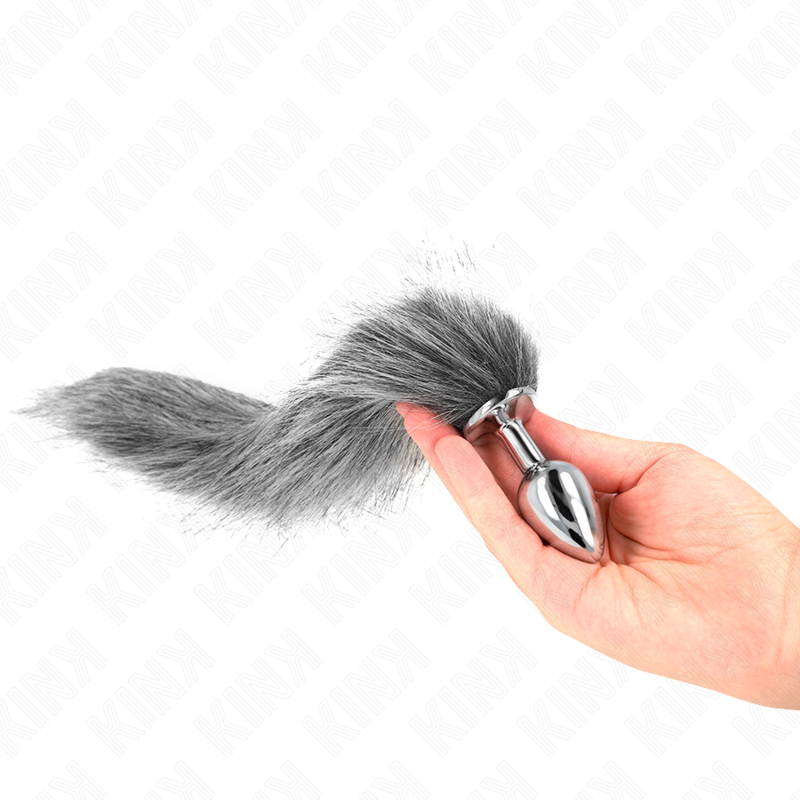 Plug anal KINK con cola, talla S, gris