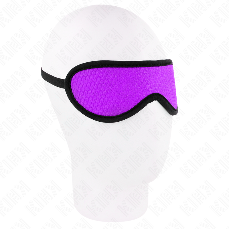 Antifaz KINK con textura de escamas y borde violeta, 20 x 7 cm