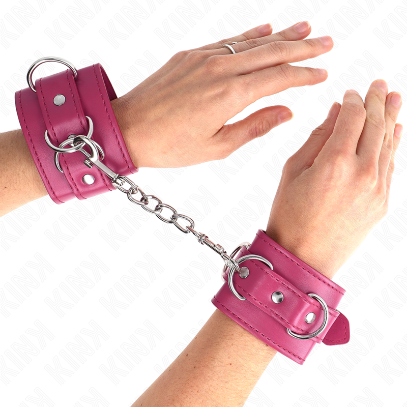Muñequeras de sujeción KINK con tres anillas en D, ajustables, rosas