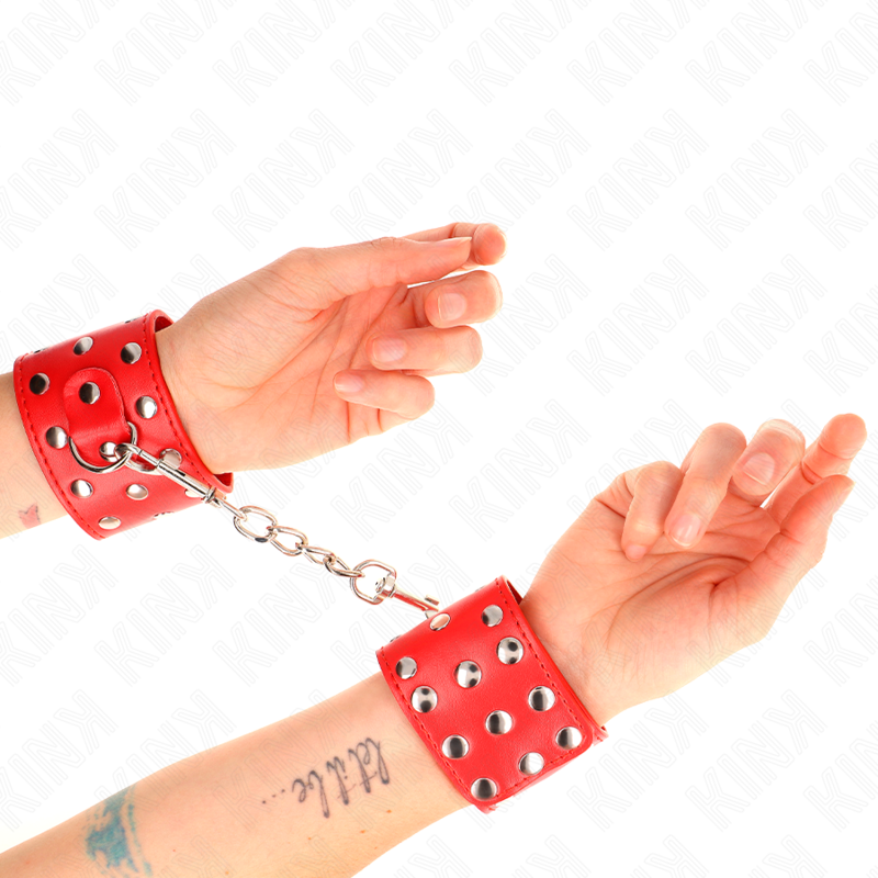 Esposas rojas KINK con tachuelas, ajustables