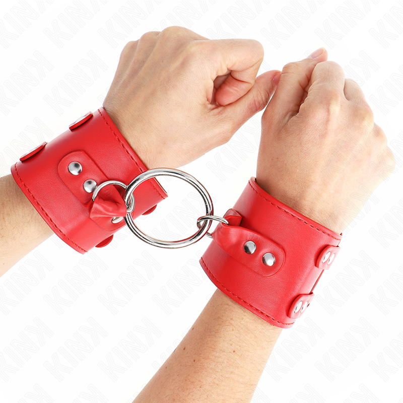 Esposas rojas KINK con anilla y tachuelas