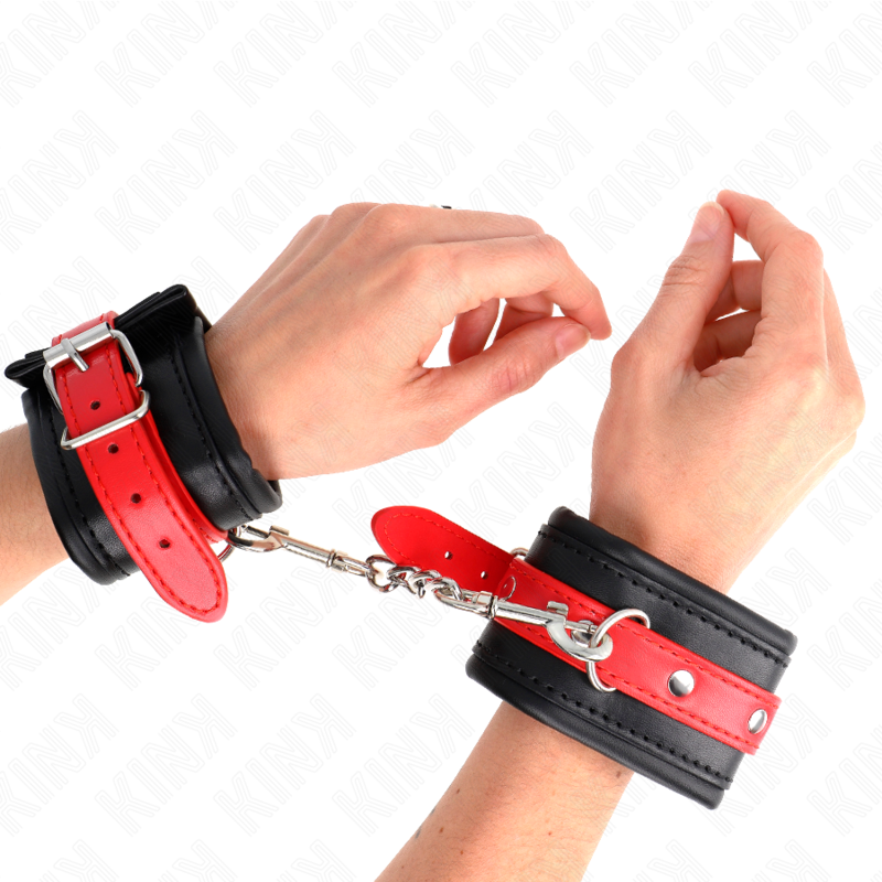 Esposas ajustables KINK negras con correa roja