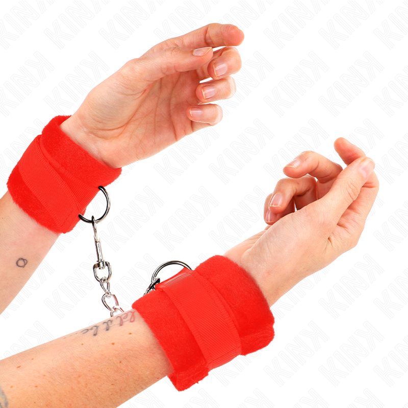 Esposas KINK Beginner con pelo, rojas, 30 × 7 cm
