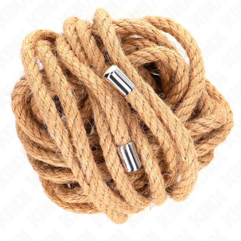 Cuerda de bondage KINK de cáñamo con extremo metálico, 5 m