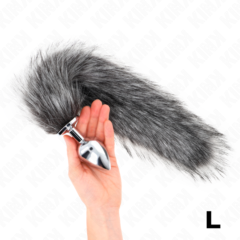 Plug anal KINK con cola, talla L, gris