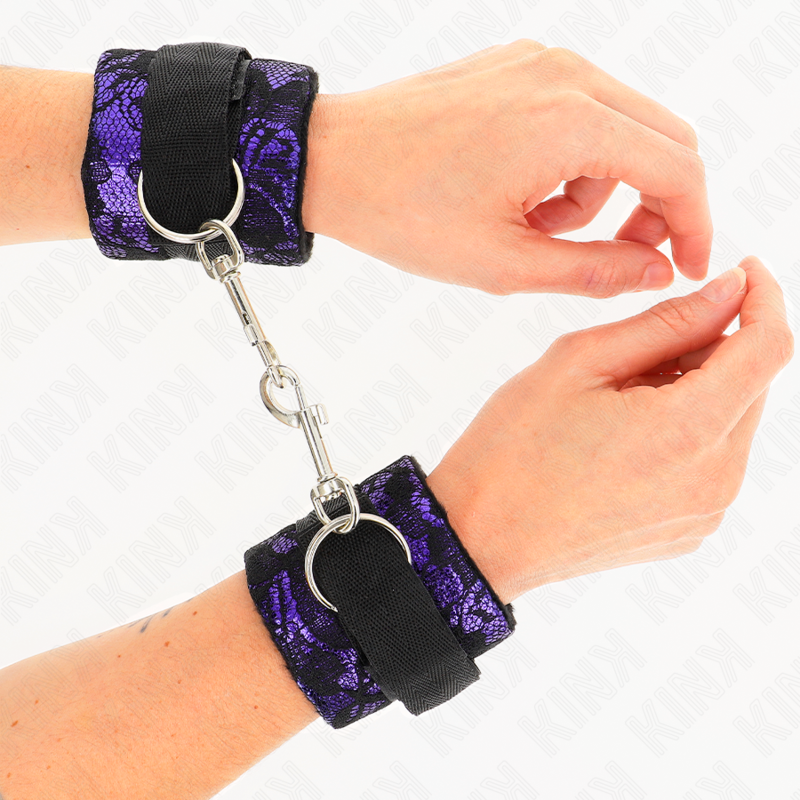 Esposas cortas KINK con encaje de terciopelo, morado y negro
