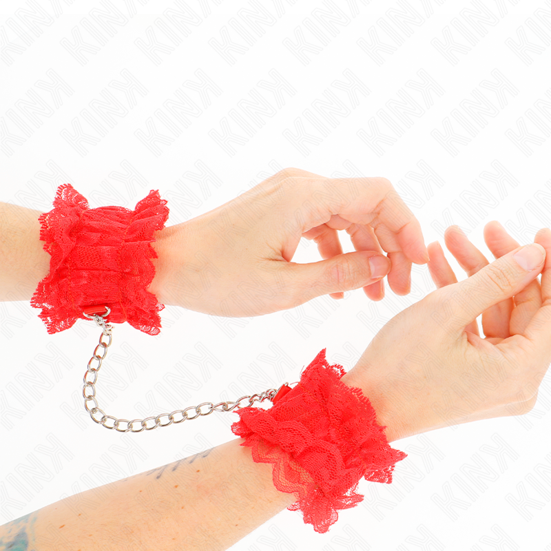 Esposas elásticas rojas de encaje KINK