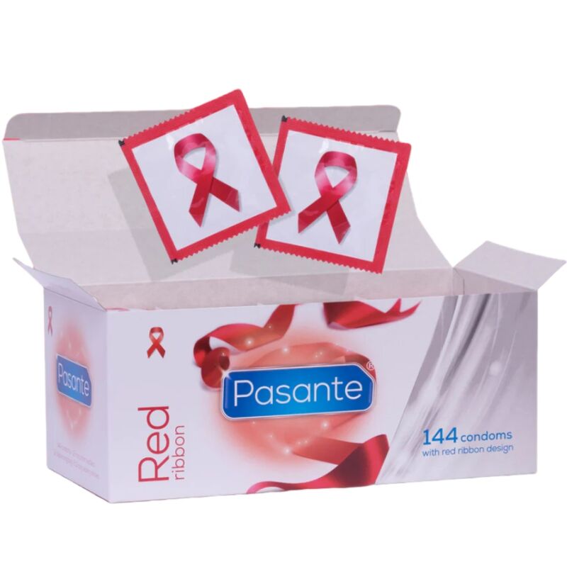 Preservativos PASANTE Red Ribbon, formato ahorro de 144 unidades