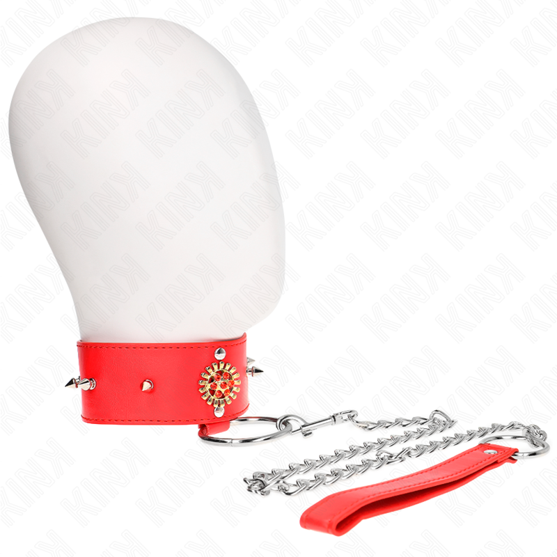 Collar BDSM KINK con detalle de diamante rojo y cinta