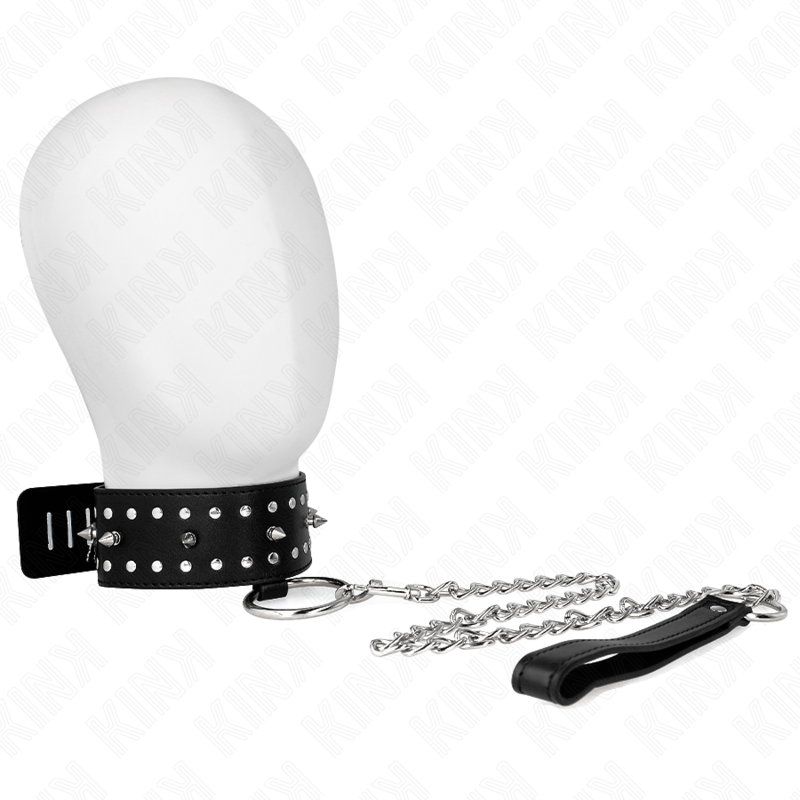 Collar BDSM KINK con correa y tachuelas plateadas, modelo 1