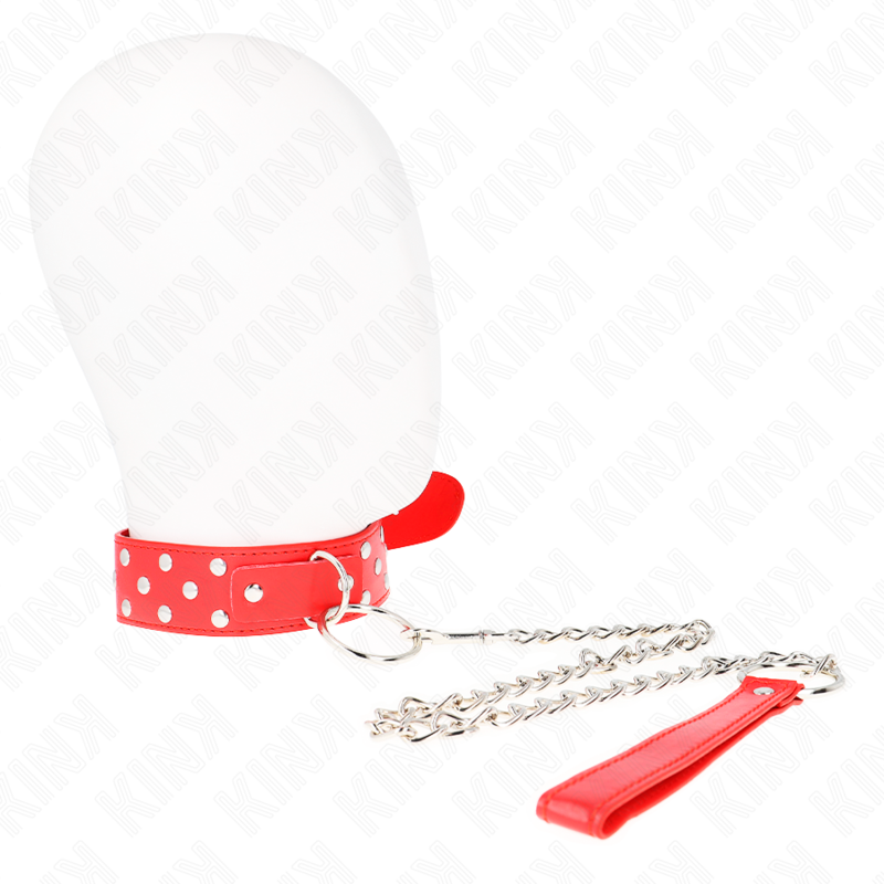 Collar BDSM KINK con anilla y tachuelas, rojo