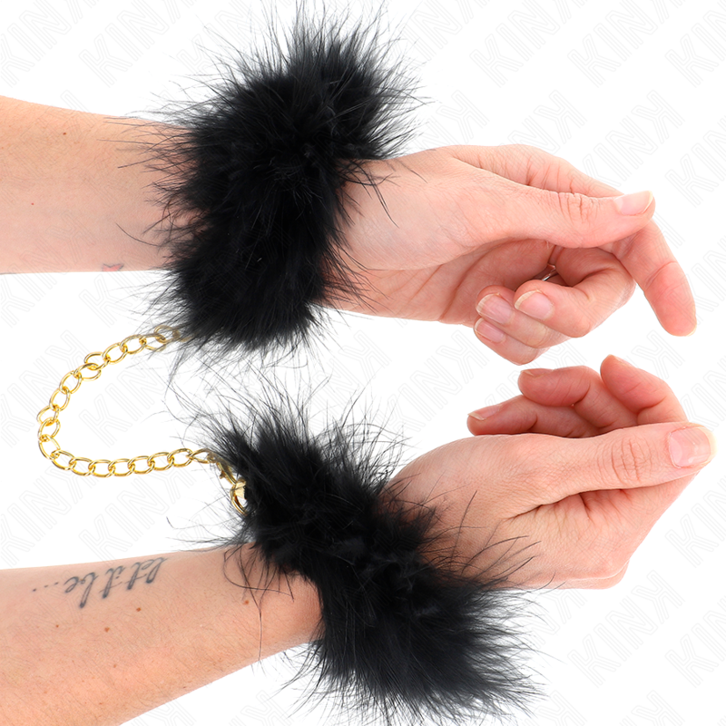 Esposas KINK con plumas y cadena dorada, modelo 0