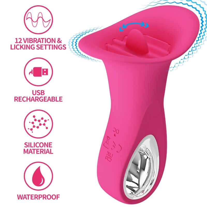 Pretty Love Clyde vibrador lingual con 12 funciones de vibración