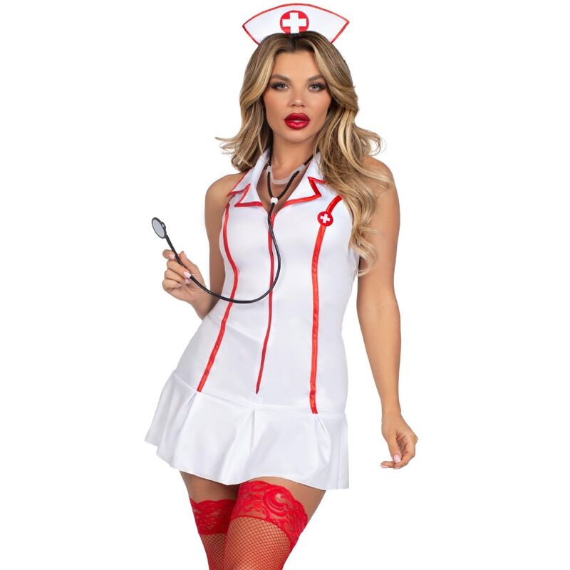 Disfraz de enfermera jefe Head Nurse de Leg Avenue, blanco, M/L
