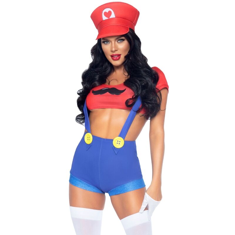 Disfraz sexy de Leg Avenue al estilo de Mario Bros, rojo y azul, talla M