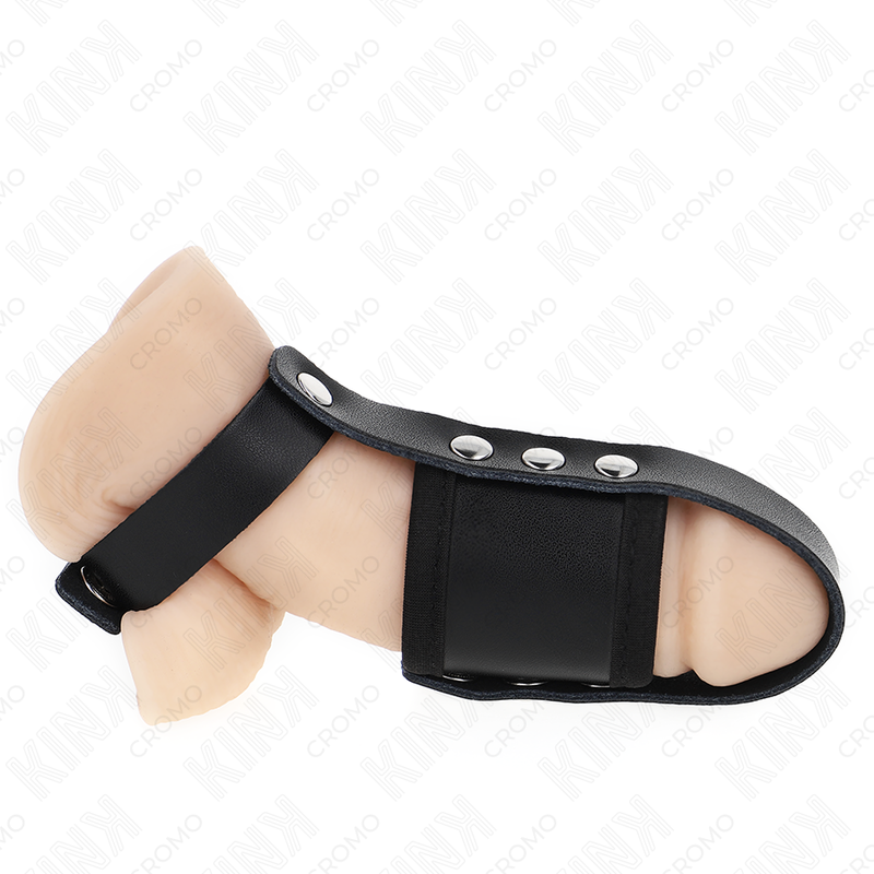 Jaula para pene KINK RING POWER de cuero con correa separadora ajustable