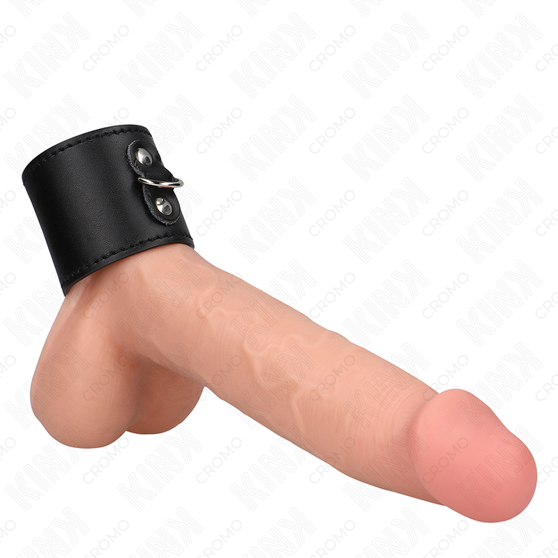 Anillo para el pene de cuero KINK con cierre a presión, 18 × 5 cm