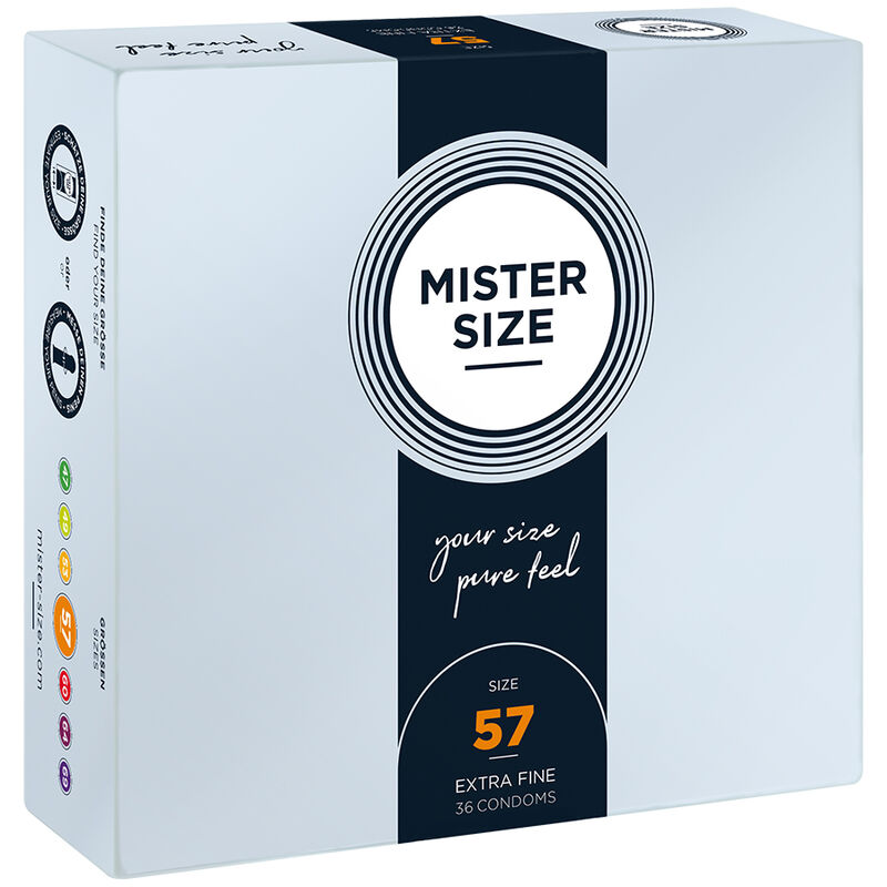 Preservativos MISTER SIZE en formato ahorro, talla L, 57 mm, 36 unidades