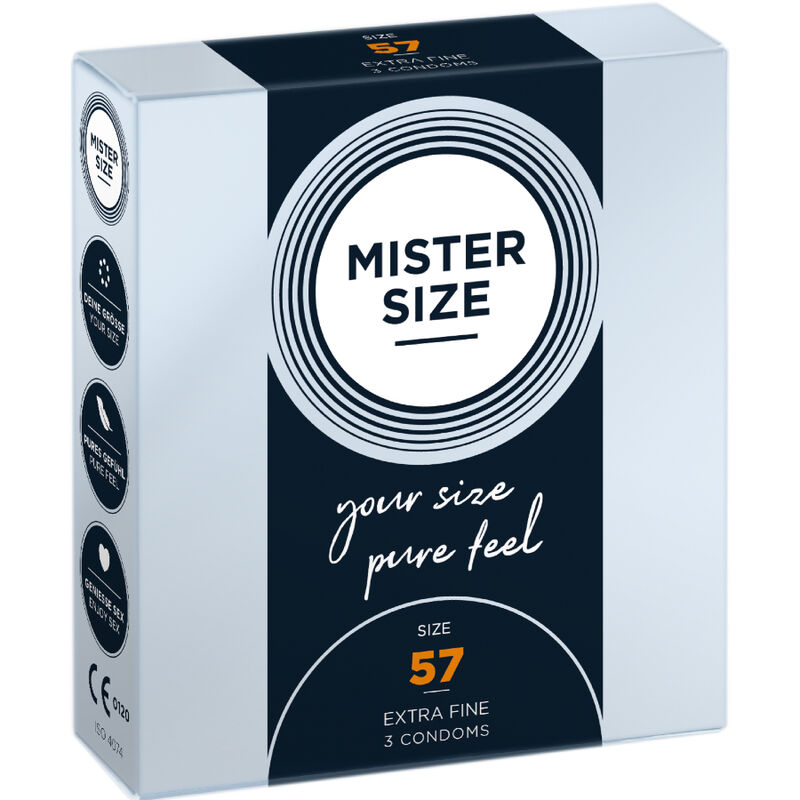 Preservativos MISTER SIZE L, 57 mm, 3 unidades